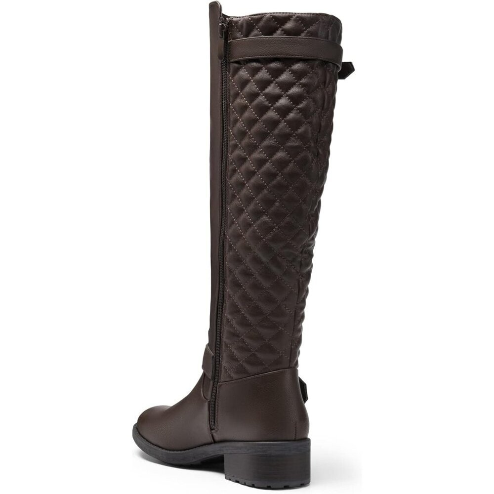 Women's Faux Leather Knee-High Boots with Buckles and Zipper Size 6.5 - Picture 8 of 9